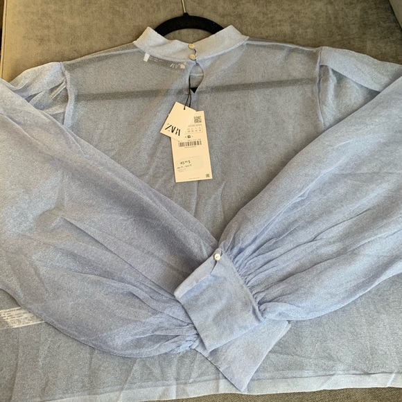 ZARA Semi-Sheer Top with Shiny Effect - Picture 3 of 5
